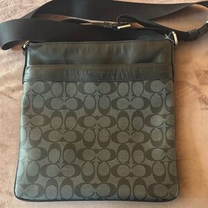 Coach Signature Messenger Bag in Black and Charcoal